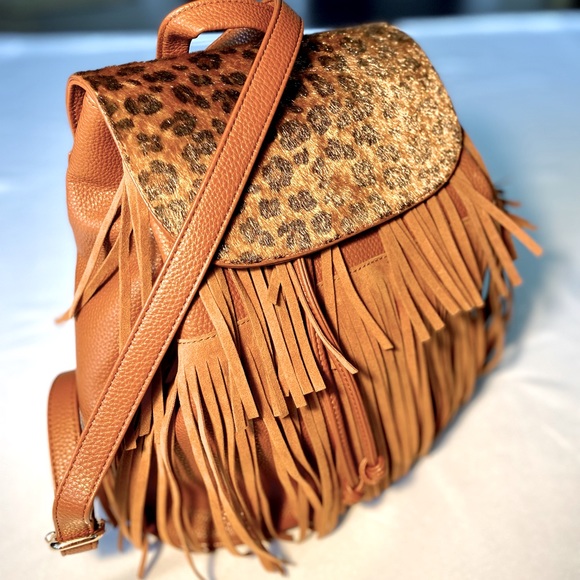 VENUS Leopard Backpack Tassels Purse Animal Print - Picture 3 of 17
